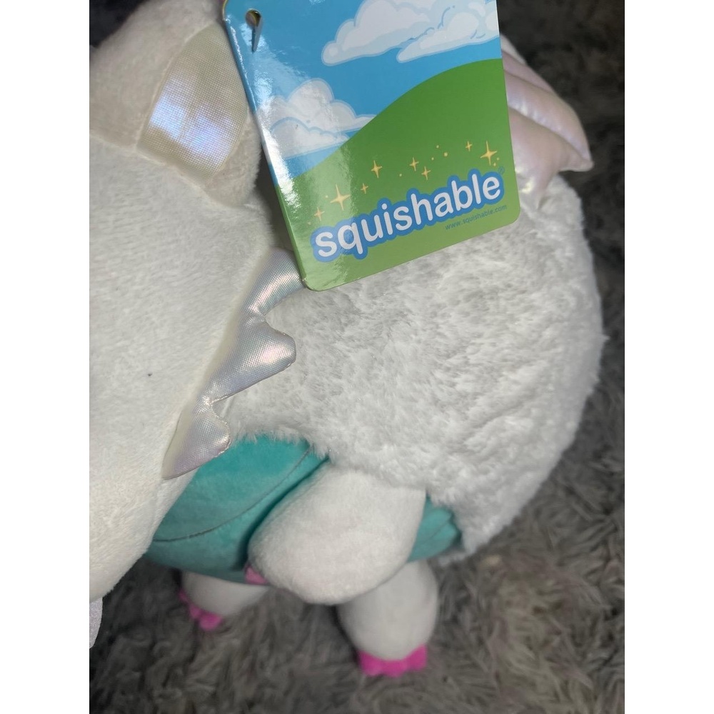 NWT Squishable White Pink Iridescent Dragon Unicorn Plush Wings Fantasy - Picture 2 of 5